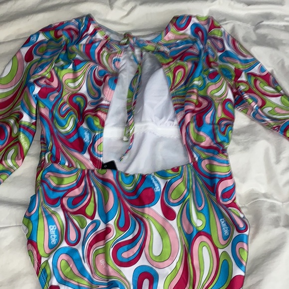 Sexy Swimsuit Barbie long sleeve one piece Bodysuit multicolored pink green M - Picture 8 of 11